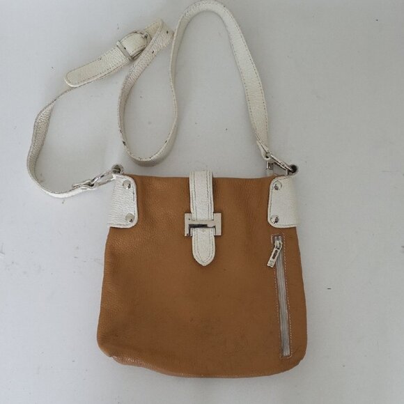 BORSE IN PELLE | BROWN  Pebbled Leather Crossbody Bag Made IN ITALY - Picture 1 of 9